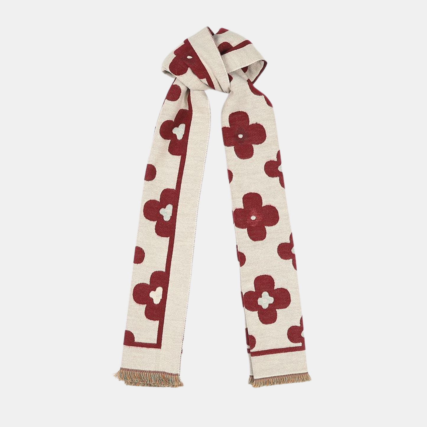 Floral Double Sided Scarf - Maroon