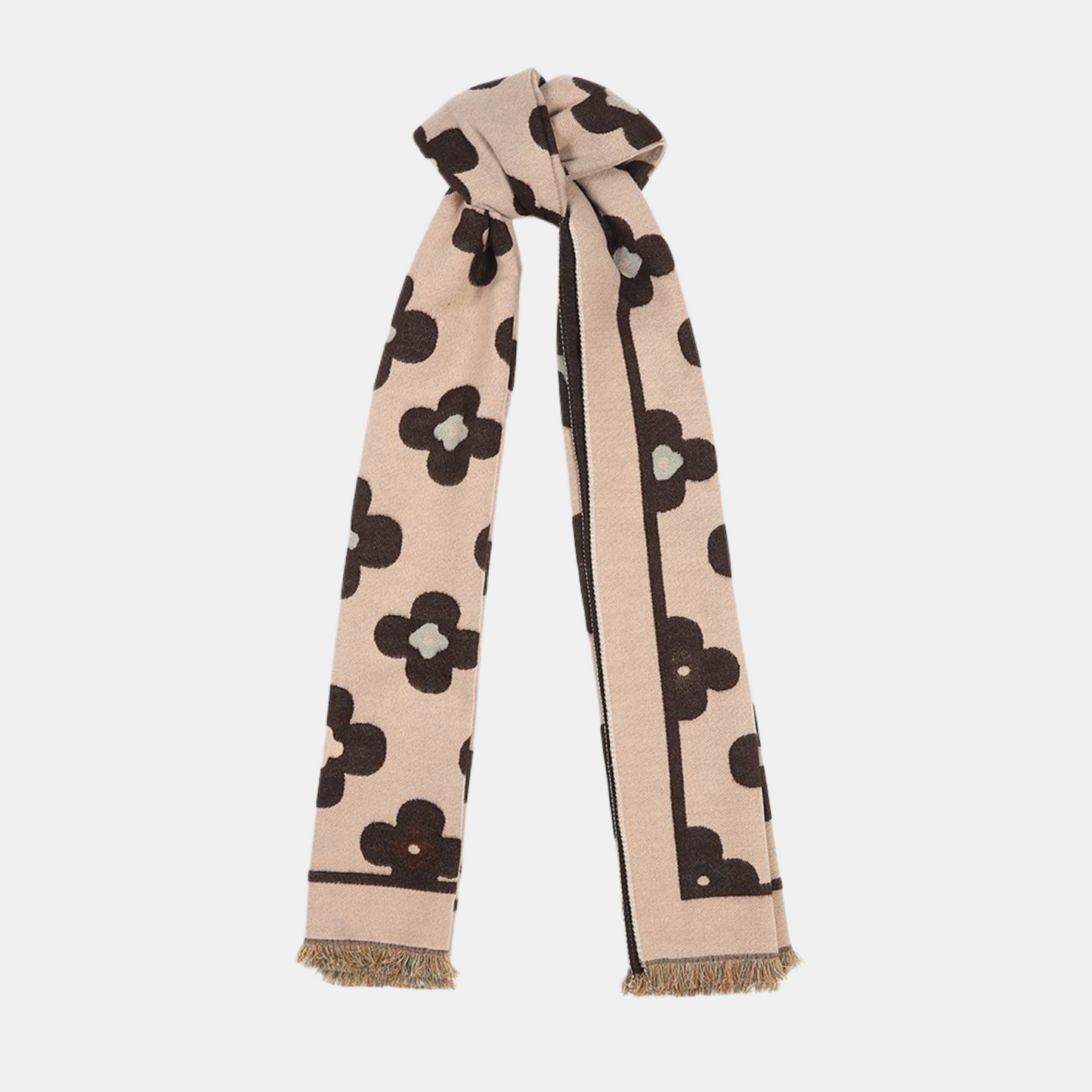 Floral Double Sided Scarf - Coffee