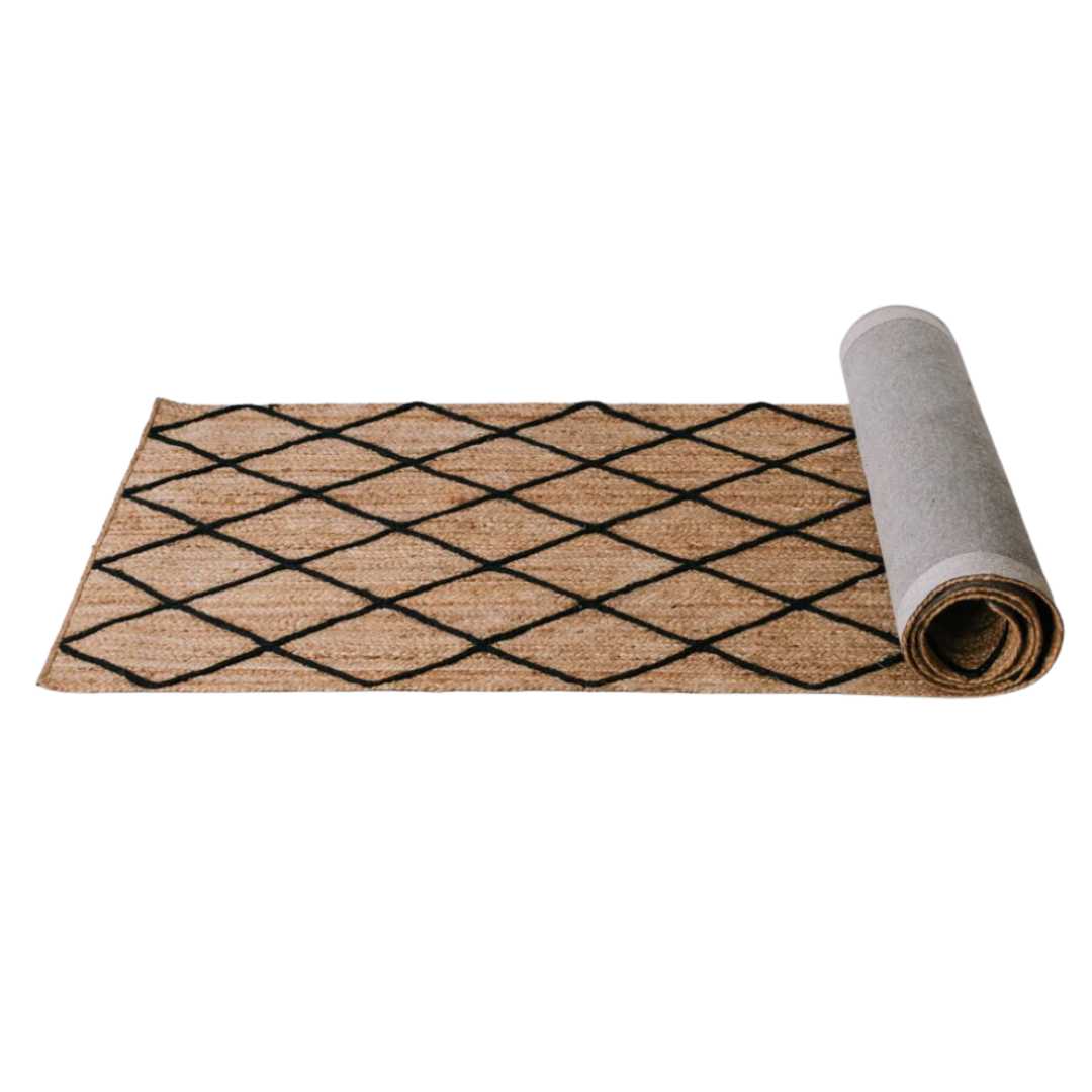 Diamond Jute Runner Black - 80x300cm