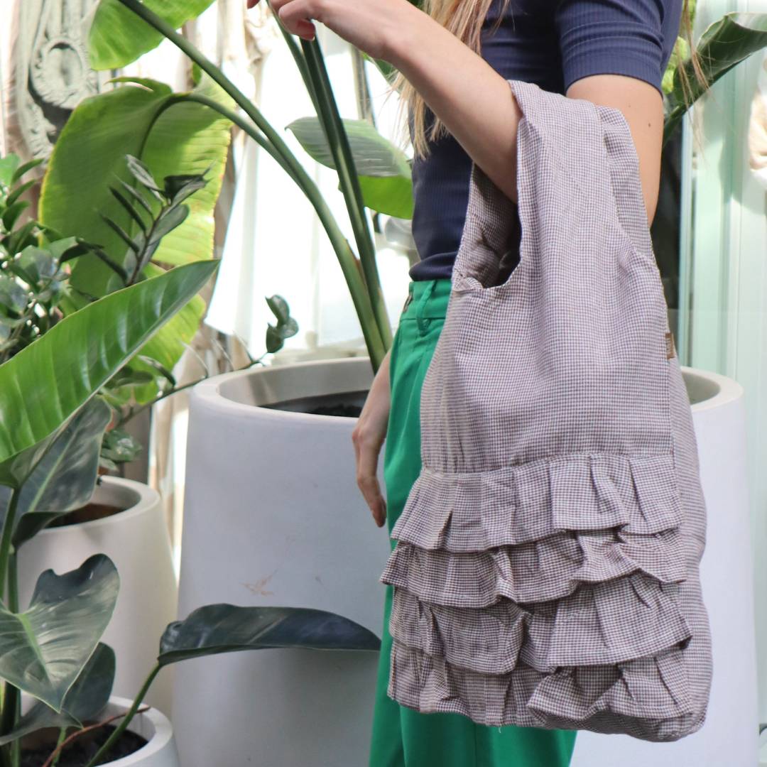 CHECK FILL SHOPPING TOTE EARTH