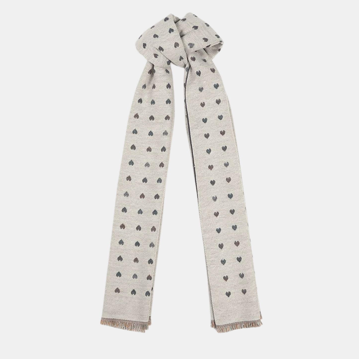 Hearts Double Sided Scarf - Grey