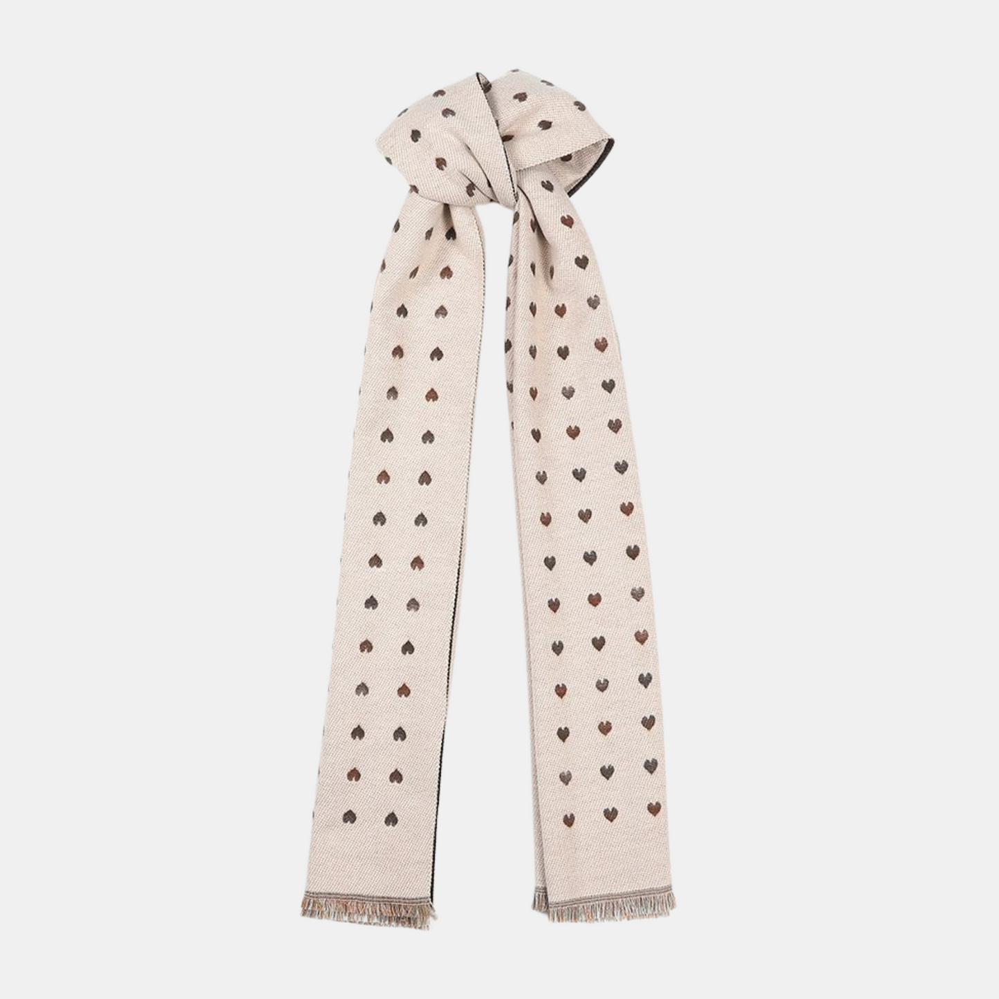 Hearts Double Sided Scarf - Coffee
