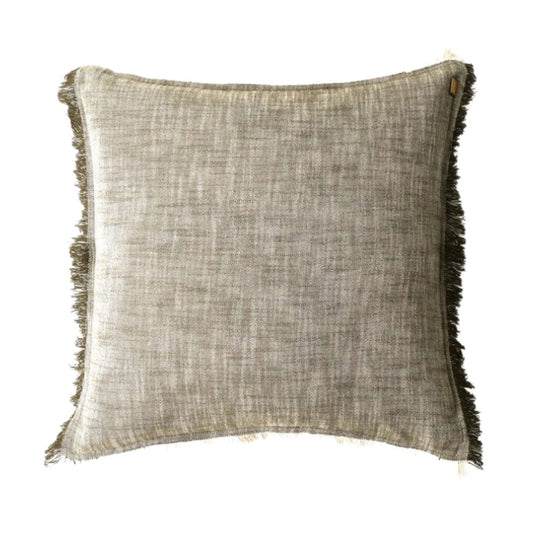 SLUB CHAMBRAY CUSHION COVER 50x50cm KHAKI