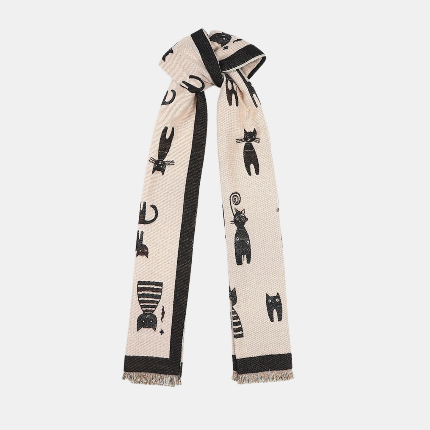 Cats Double Sided Scarf - Black