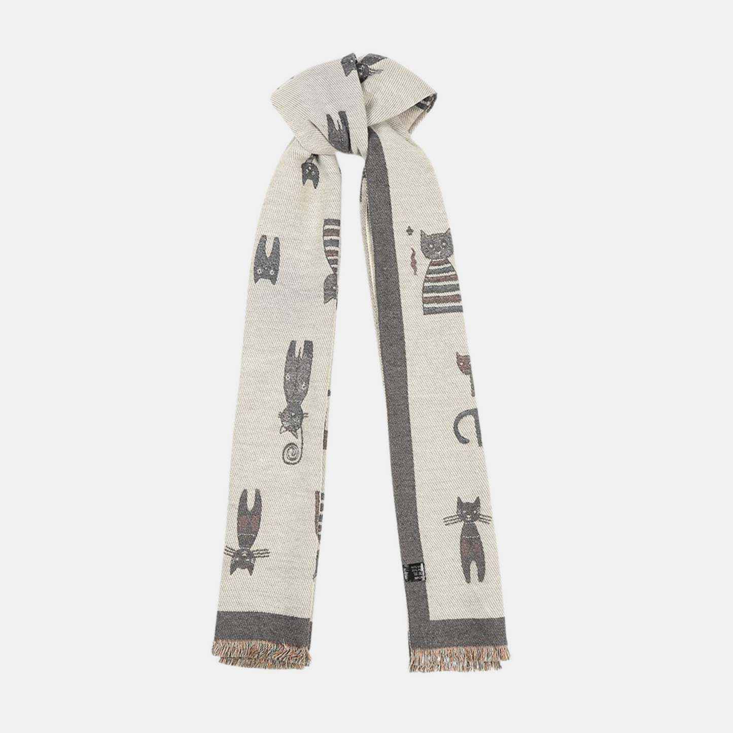 Cats Double Sided Scarf - Grey