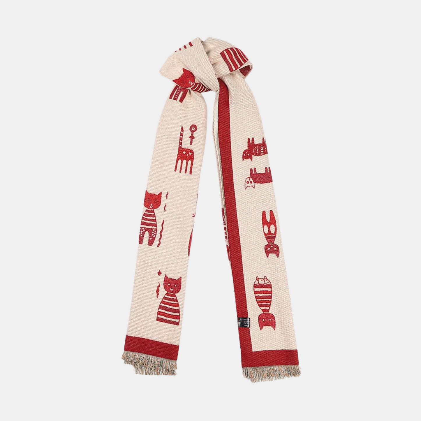 Cats Double Sided Scarf - Maroon
