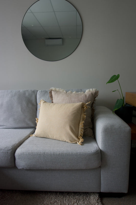 ABBY STRIPE CUSHION COVR 40X50CM MUSTARD