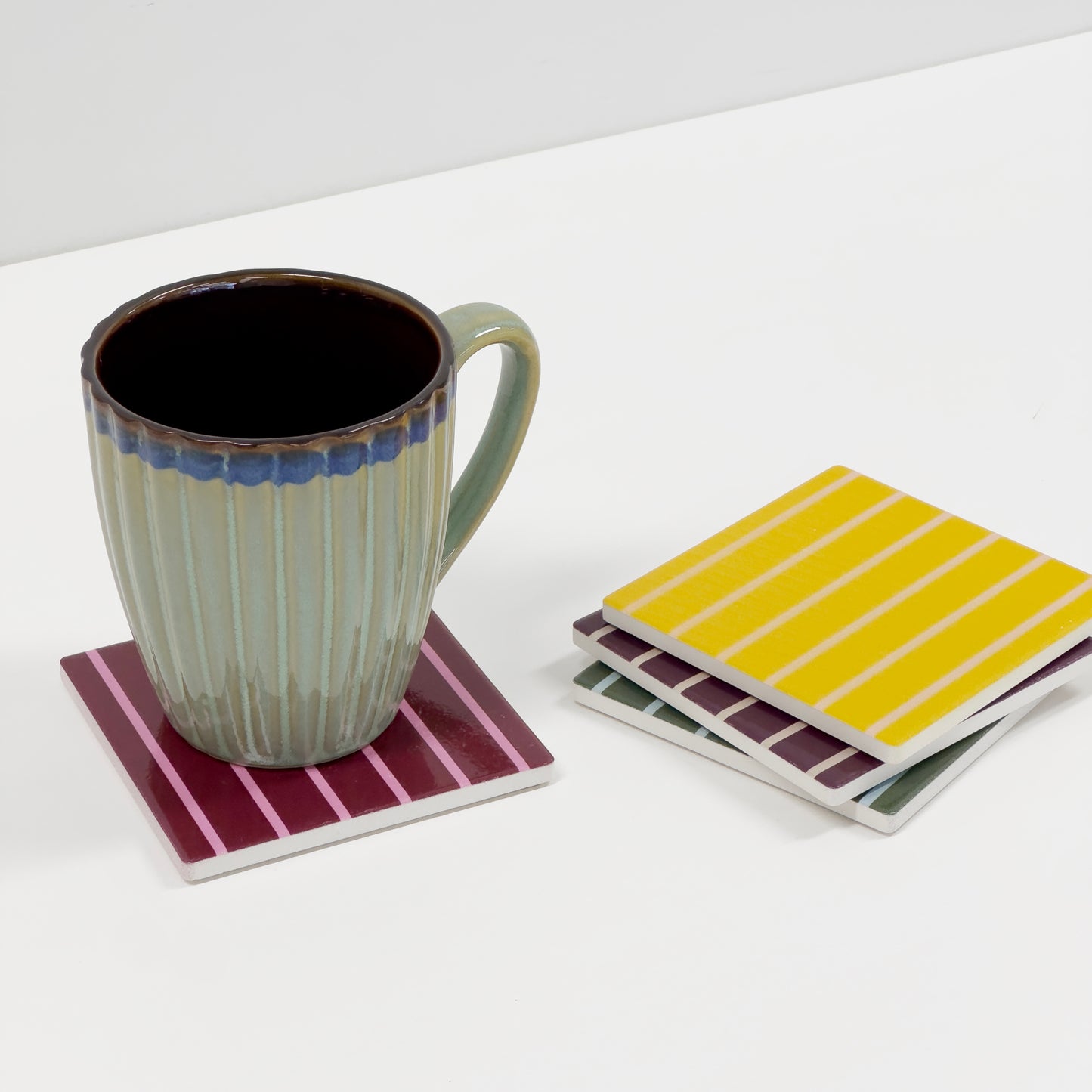 Onyx Square Ceramic Coaster S4 - Stripe