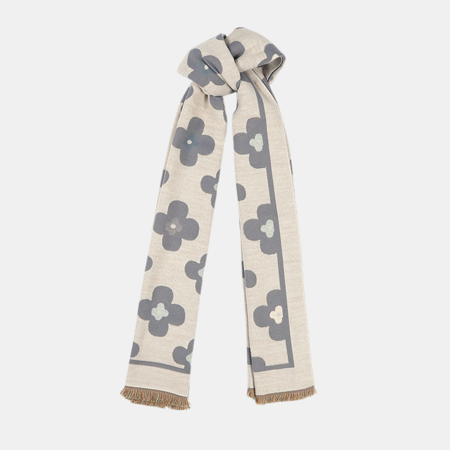 Floral Double Sided Scarf - Light blue