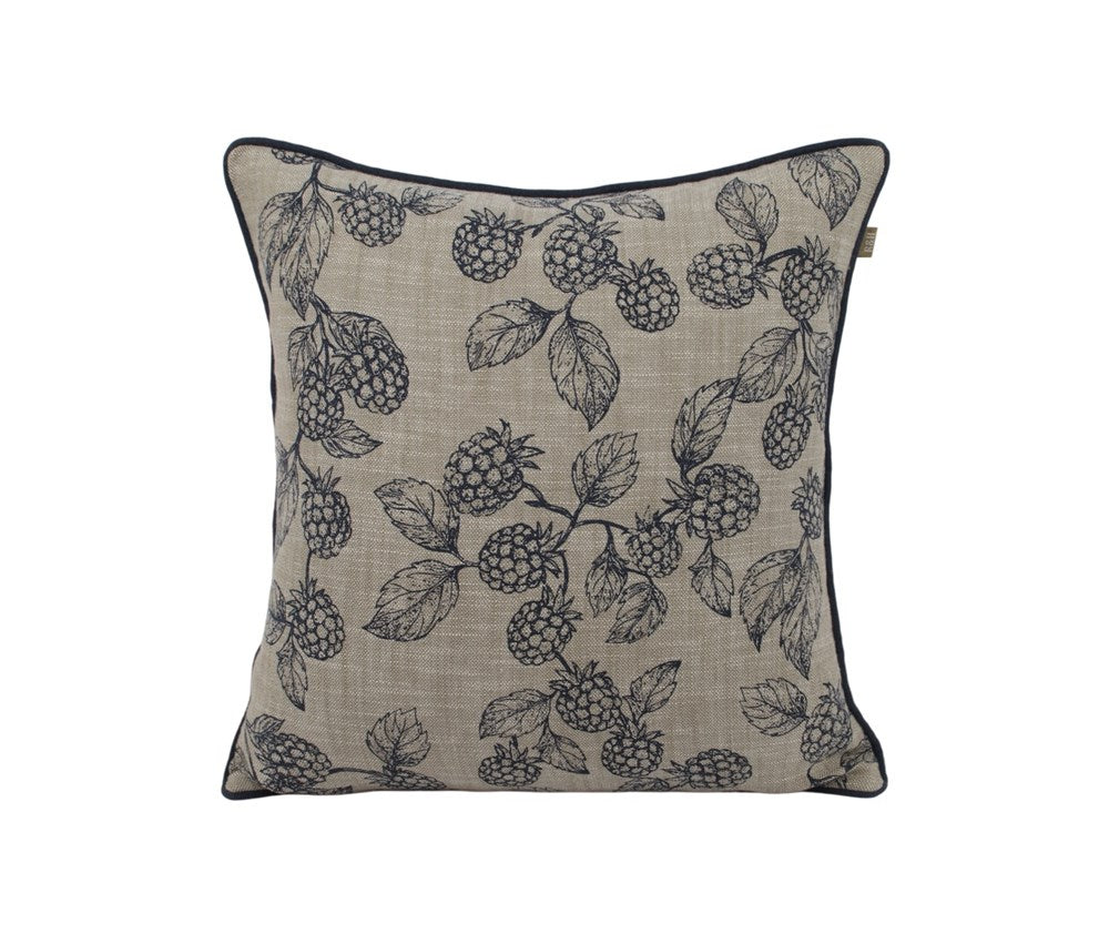 BERRY & BUG PRINT CUSHION 45x45CM - BLUE