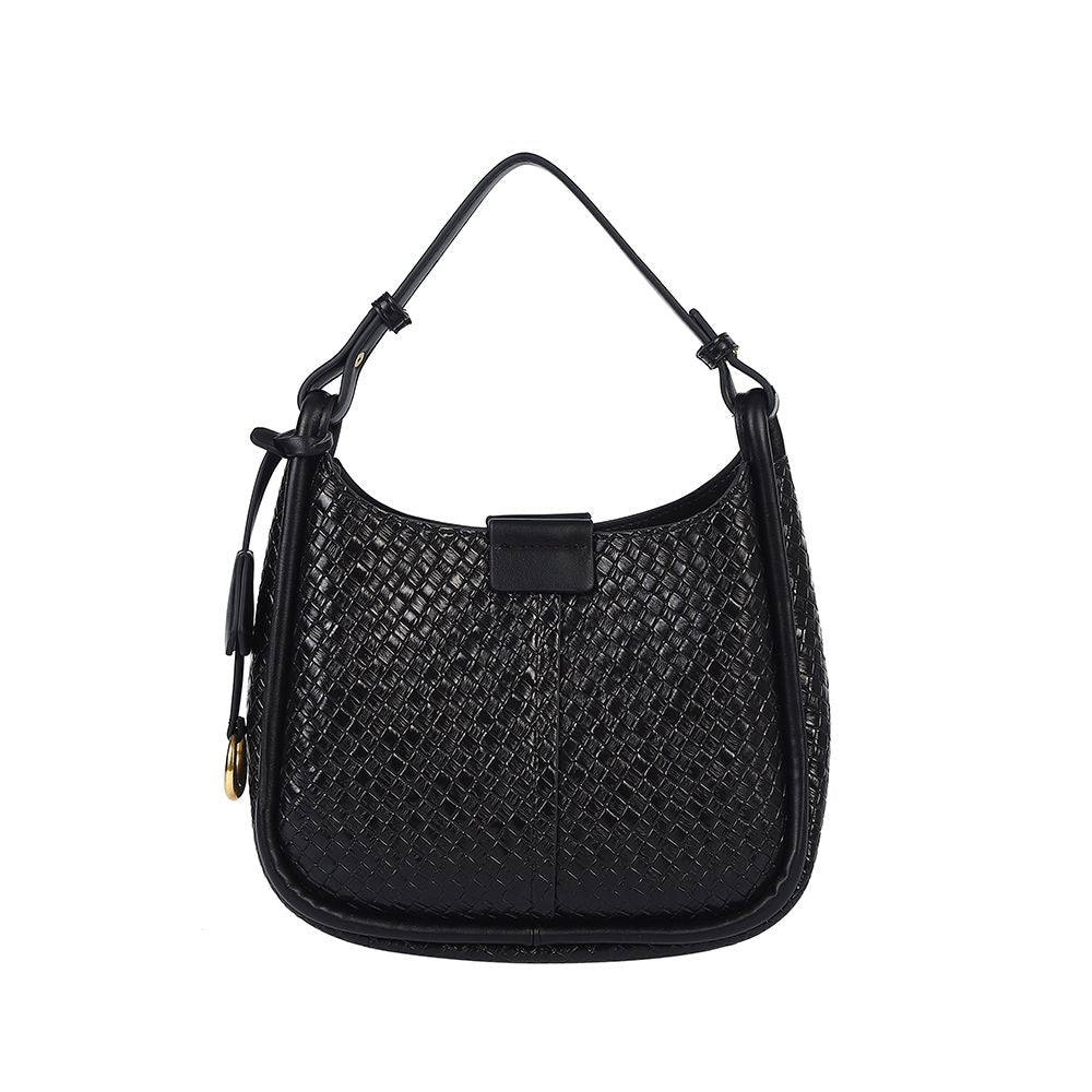 Ada Woven Shoulder Bag - Black