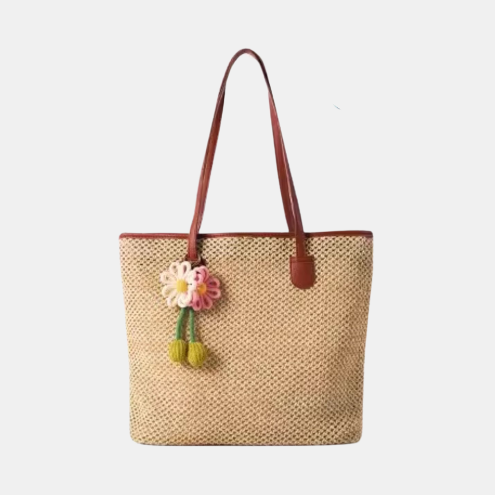 Poppy Tote Woven Bag - Apricot