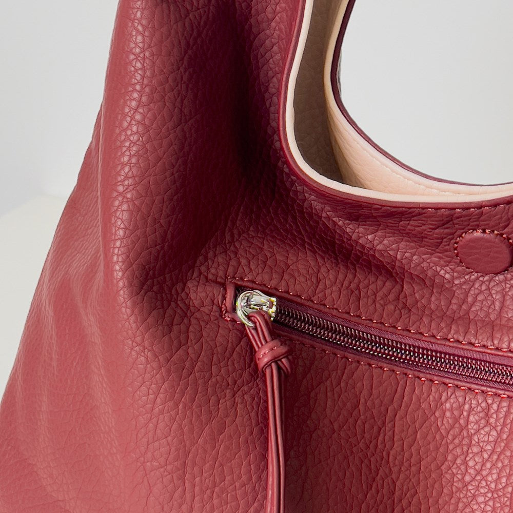 Fiona Reversible Shoulder Bag - Merlot Cream