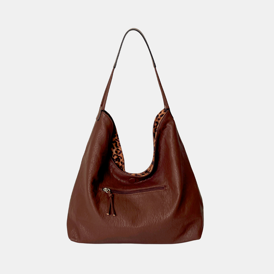 Fiona Reversible Shoulder Bag - Brown Leopard