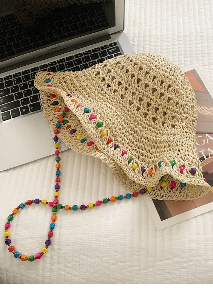 Chloe Straw Bucket Hat - Beige