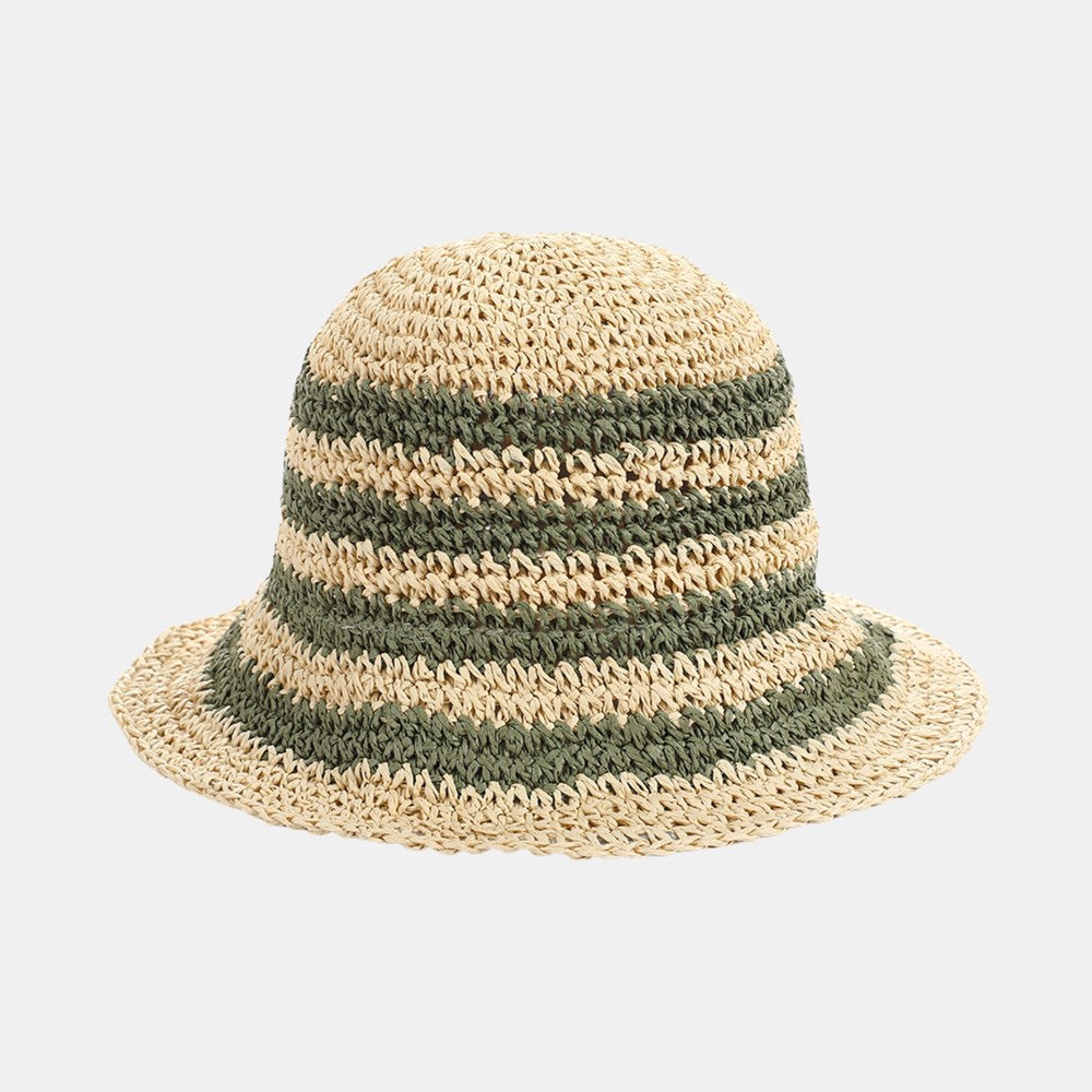 Sol Straw Bucket Hat - Beige Green