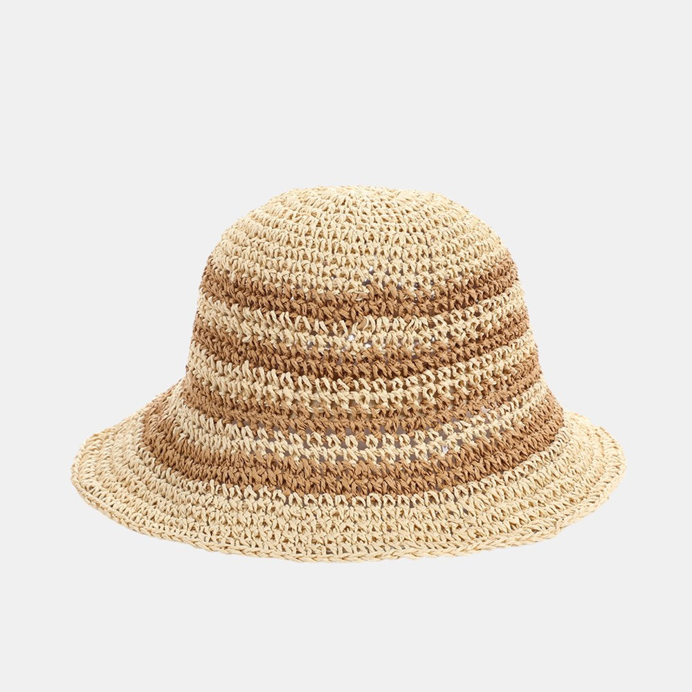 Sol Straw Bucket Hat - Beige Khaki