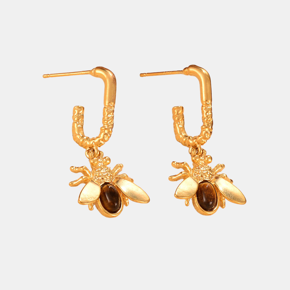 Riley Bee Drop Earrings - Gold