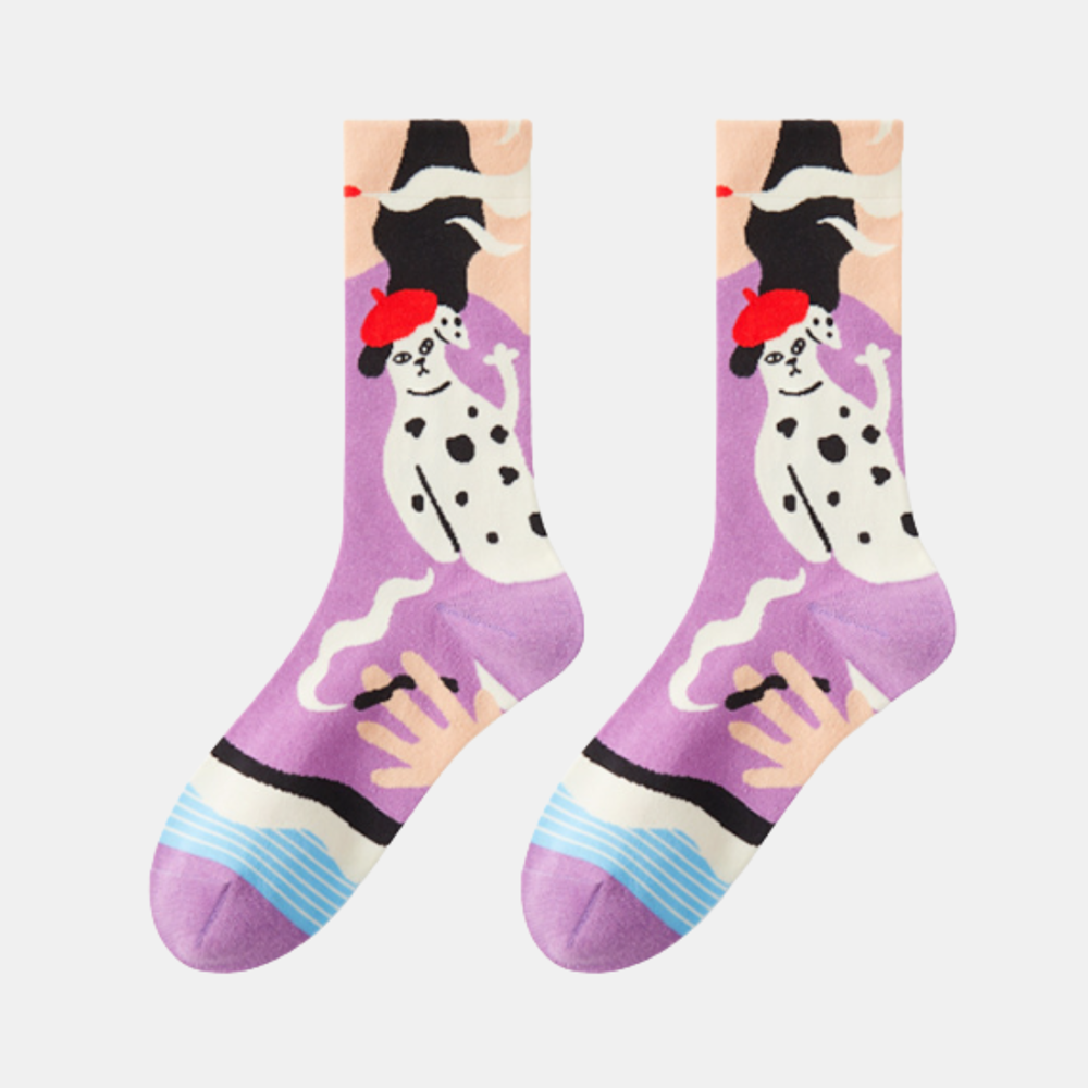 Socks - Purple - Spotted Puppy
