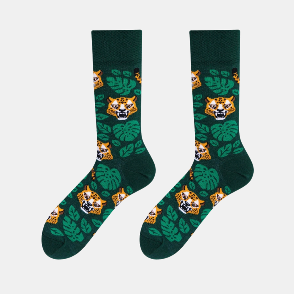 Socks - Dark Green - Leopard