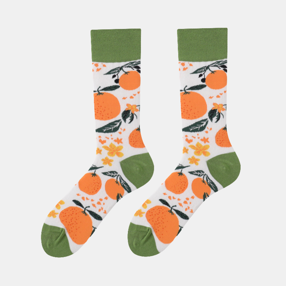 Socks - White & Green - Orange