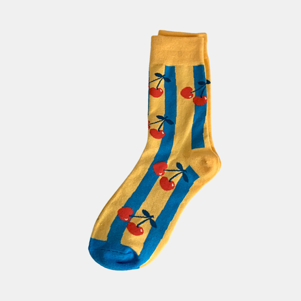 Socks - Yellow & Green Stripe - Cherry