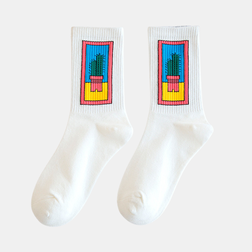 Socks - White - Cactus