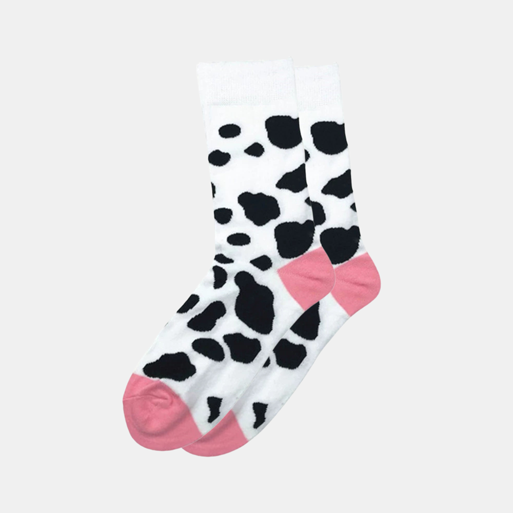 Socks - White - Black Cow Spot