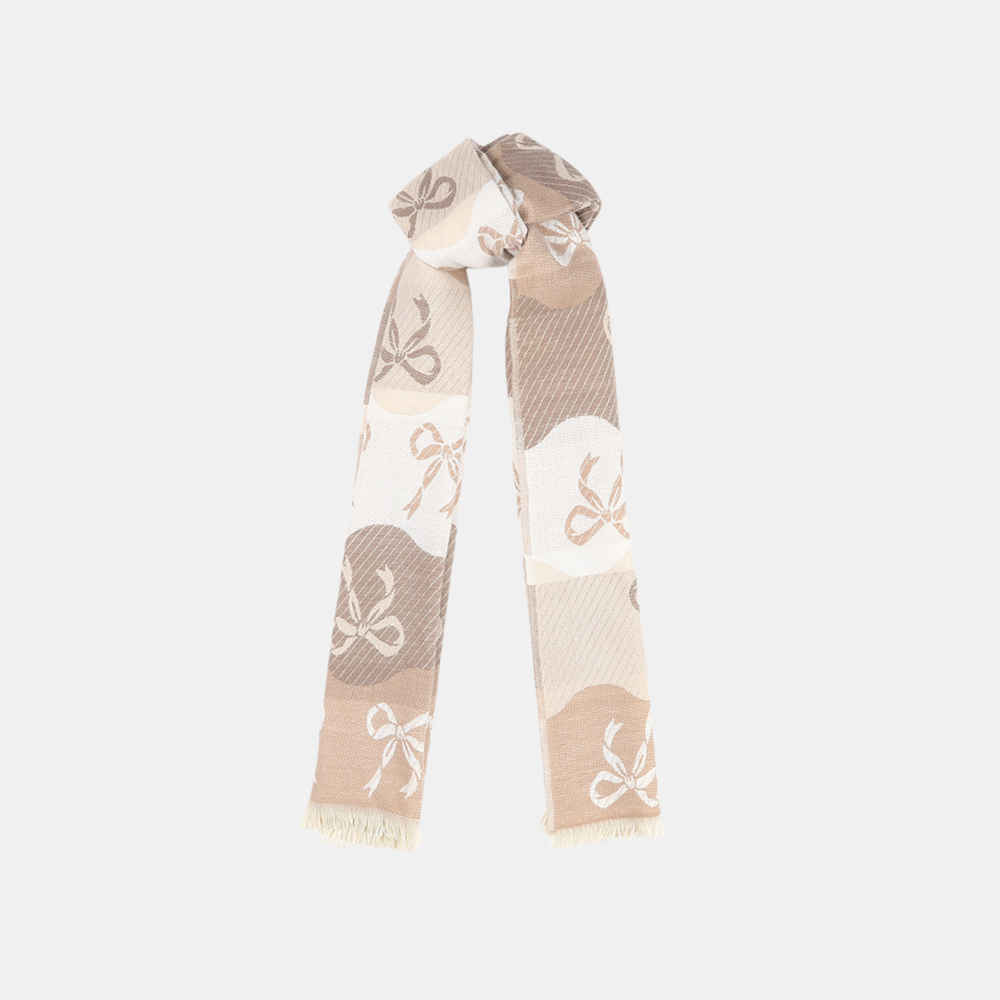 Bows Double Sided Scarf - Beige