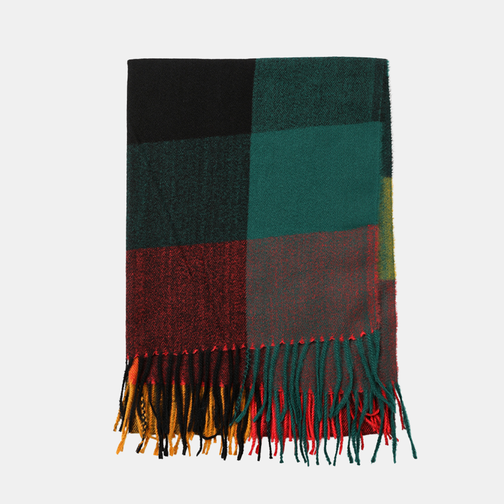 Lunel Classic Scarf - Crimson Blue Plaid