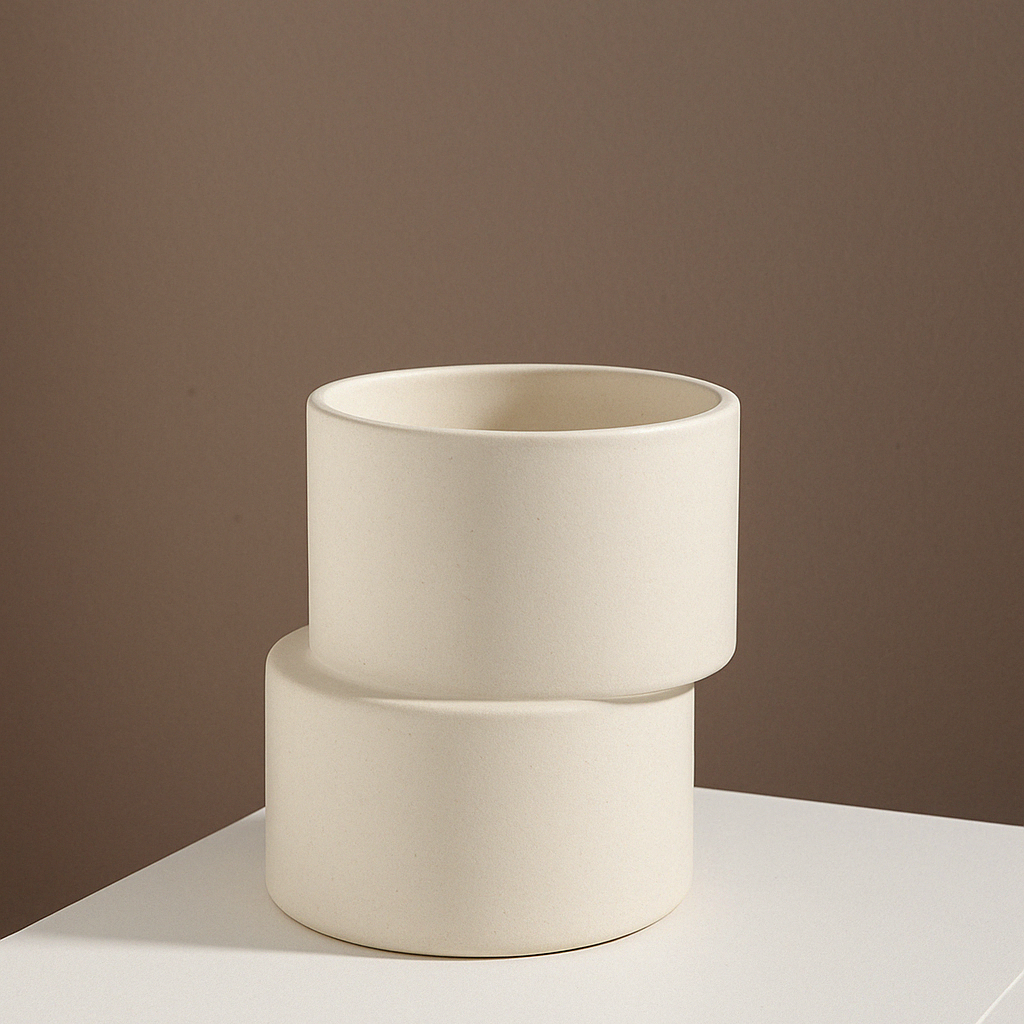 Offset Ceramic Planter - White