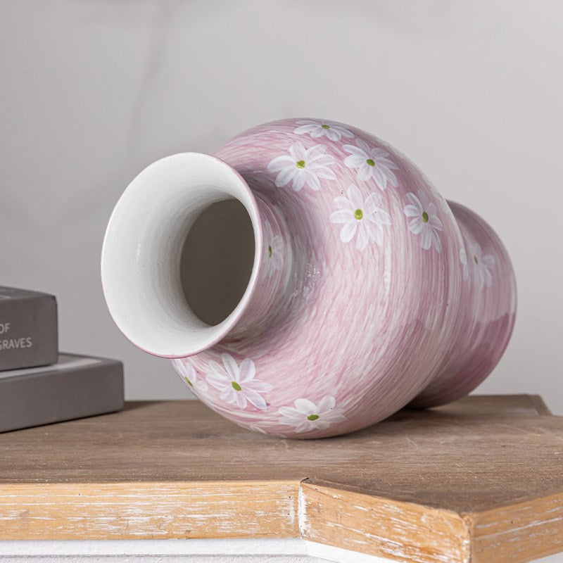 Roselle Floral Ceramic Vase – Blush Pink