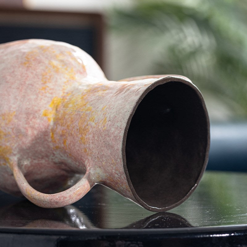 Sorin Handled Ceramic Vase – Warm Blush