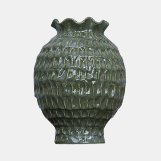 Arden Textured Ceramic Vase - Green