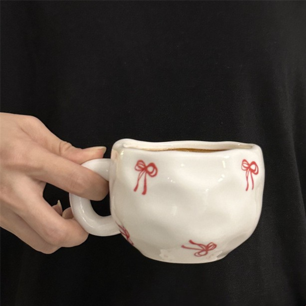 Bow Mug - White Red