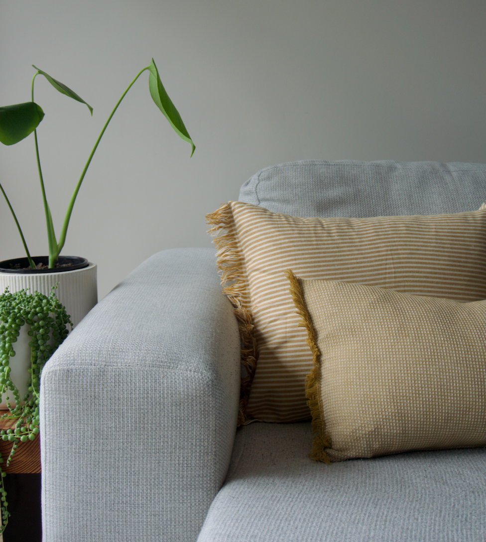 ABBY STRIPE CUSHION COVR 40X50CM MUSTARD