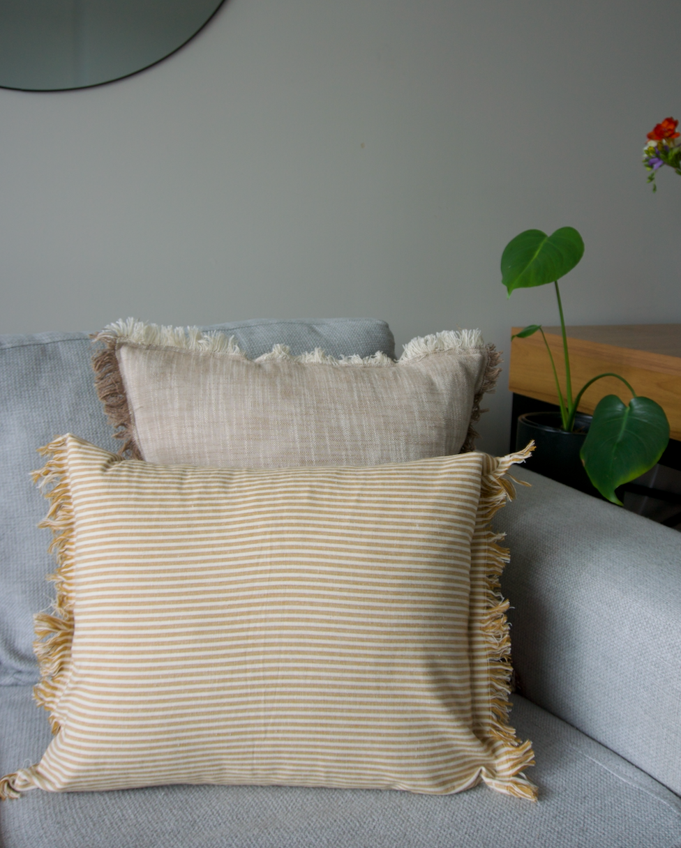 ABBY STRIPE CUSHION COVR 40X50CM MUSTARD