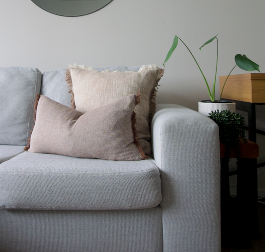 BREAKFAST WAFFLE CUSHION W FRINGE 30x60cm EARTH