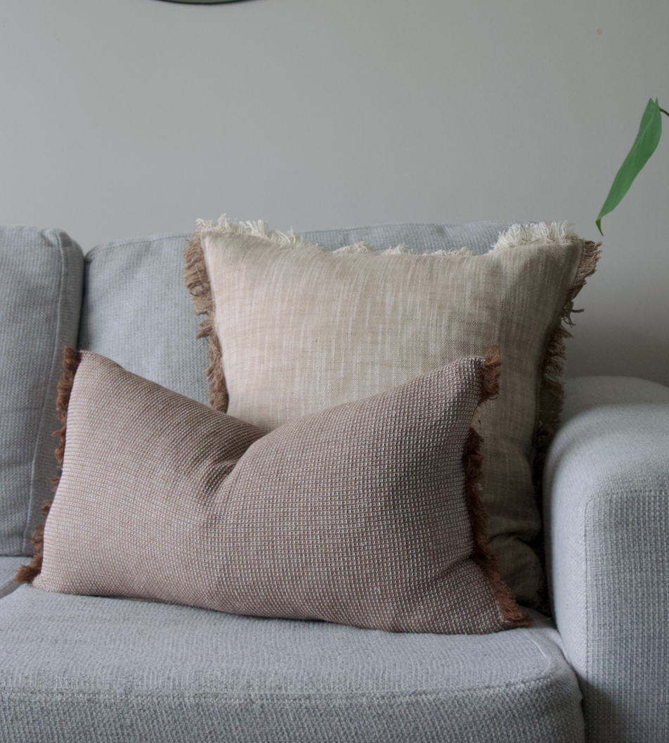 BREAKFAST WAFFLE CUSHION W FRINGE 30x60cm EARTH