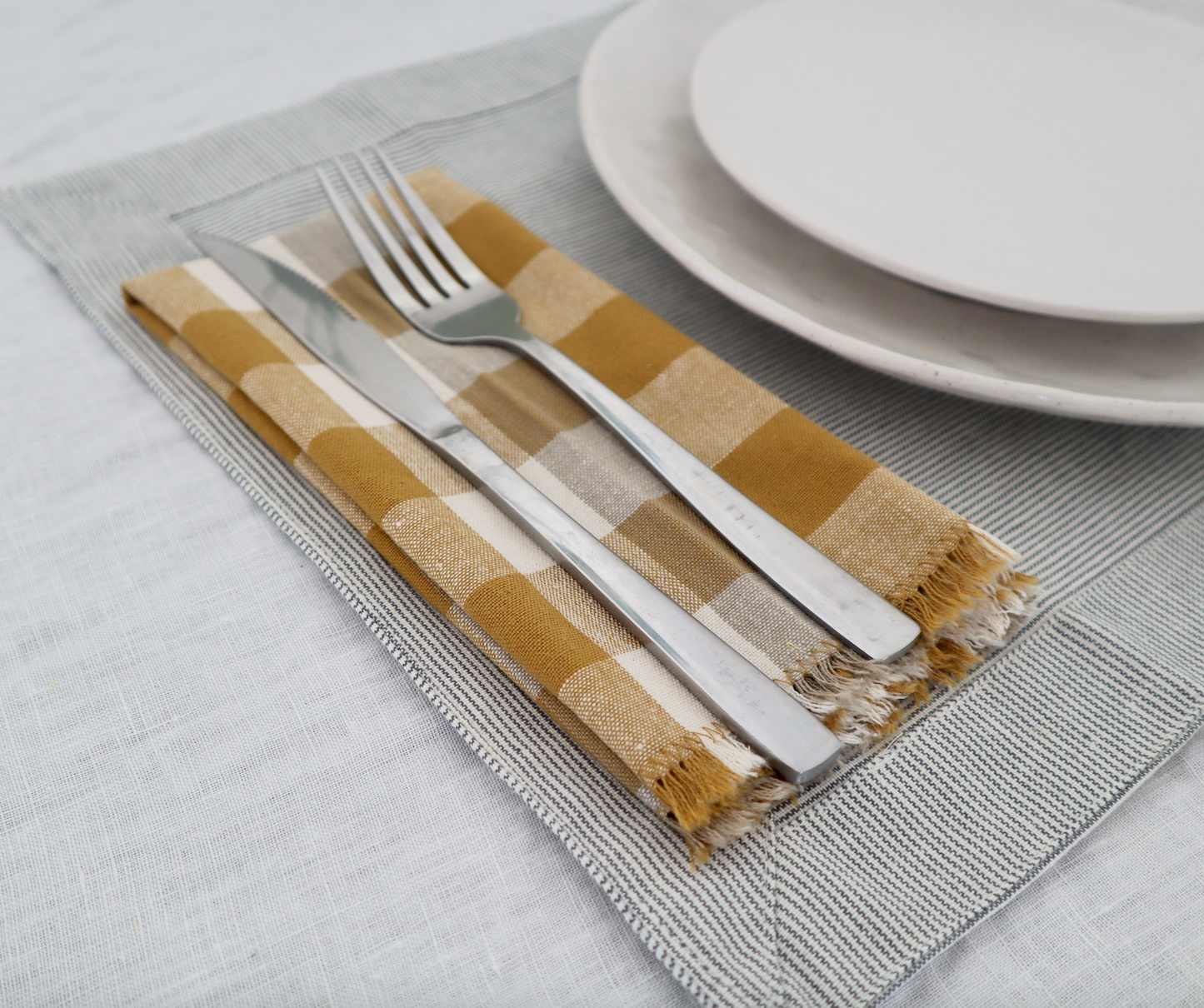 Pin Stripe Placemat S/4 Charcoal