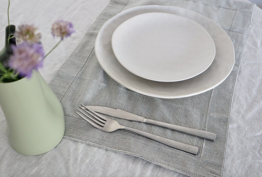 Pin Stripe Placemat S/4 Charcoal