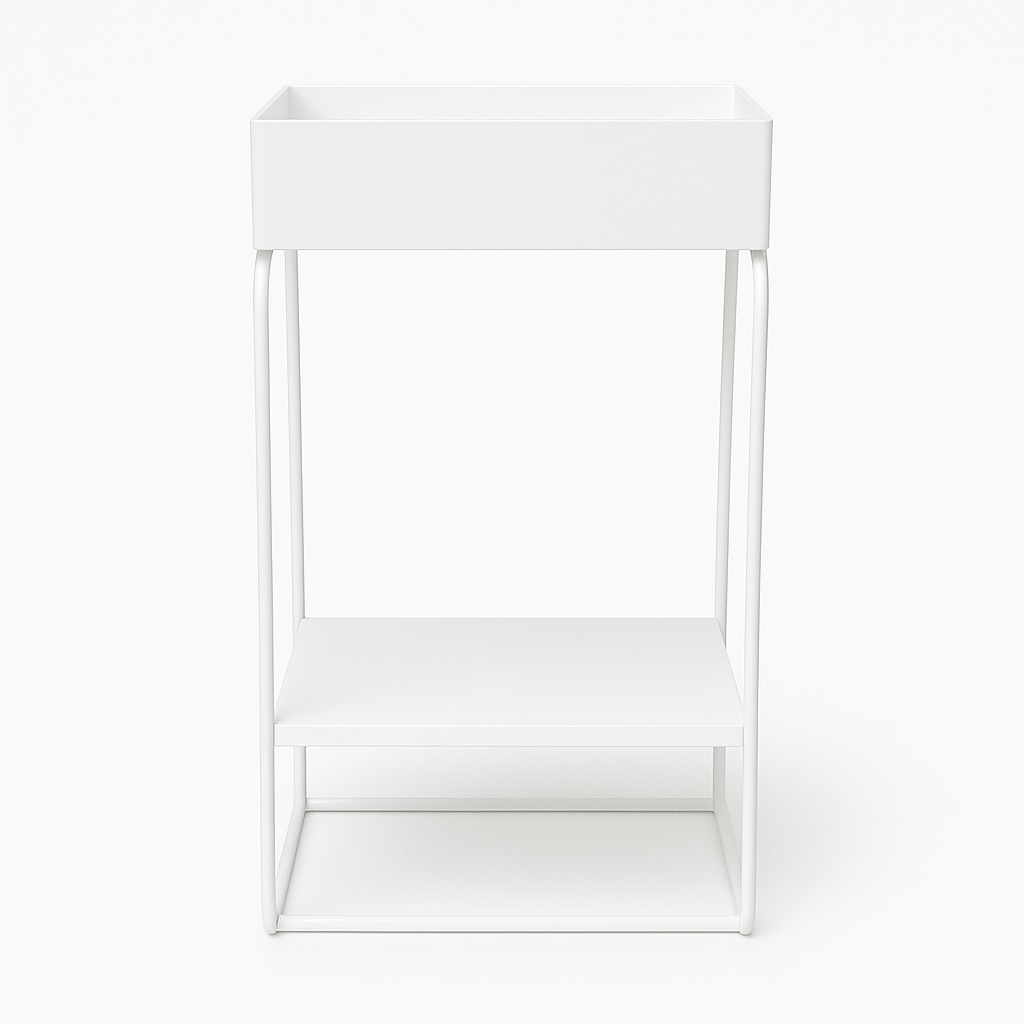 Metal Planter Square - White