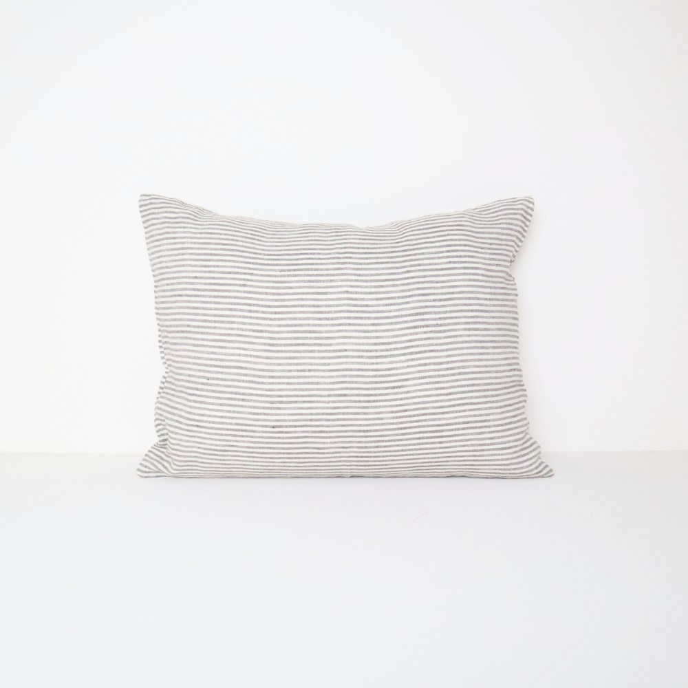 LINEN STRIPE CUSHION OLIVE GREEN 50X40