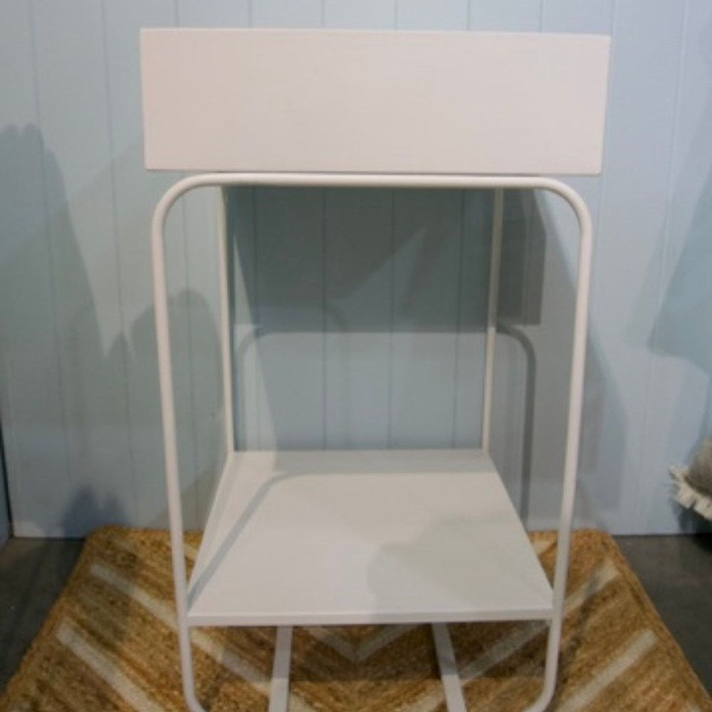 Metal Planter Square - White