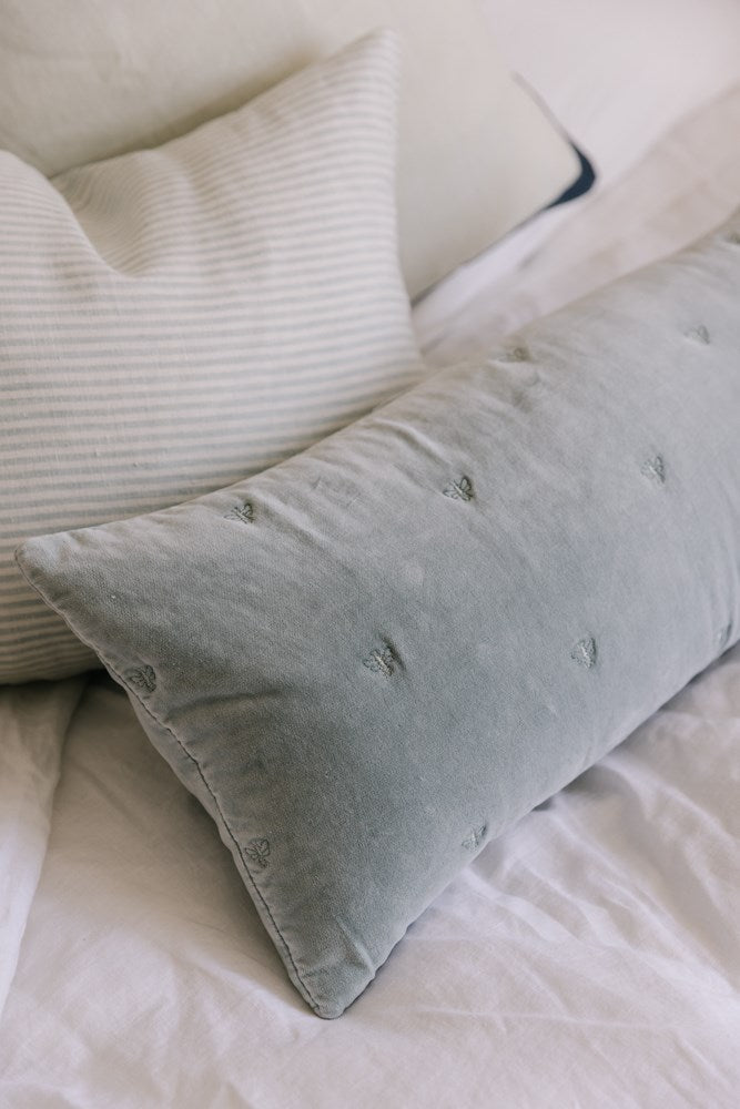 MASON BEE VELVET BREAKFAST CUSHION SKY GREY 30x60