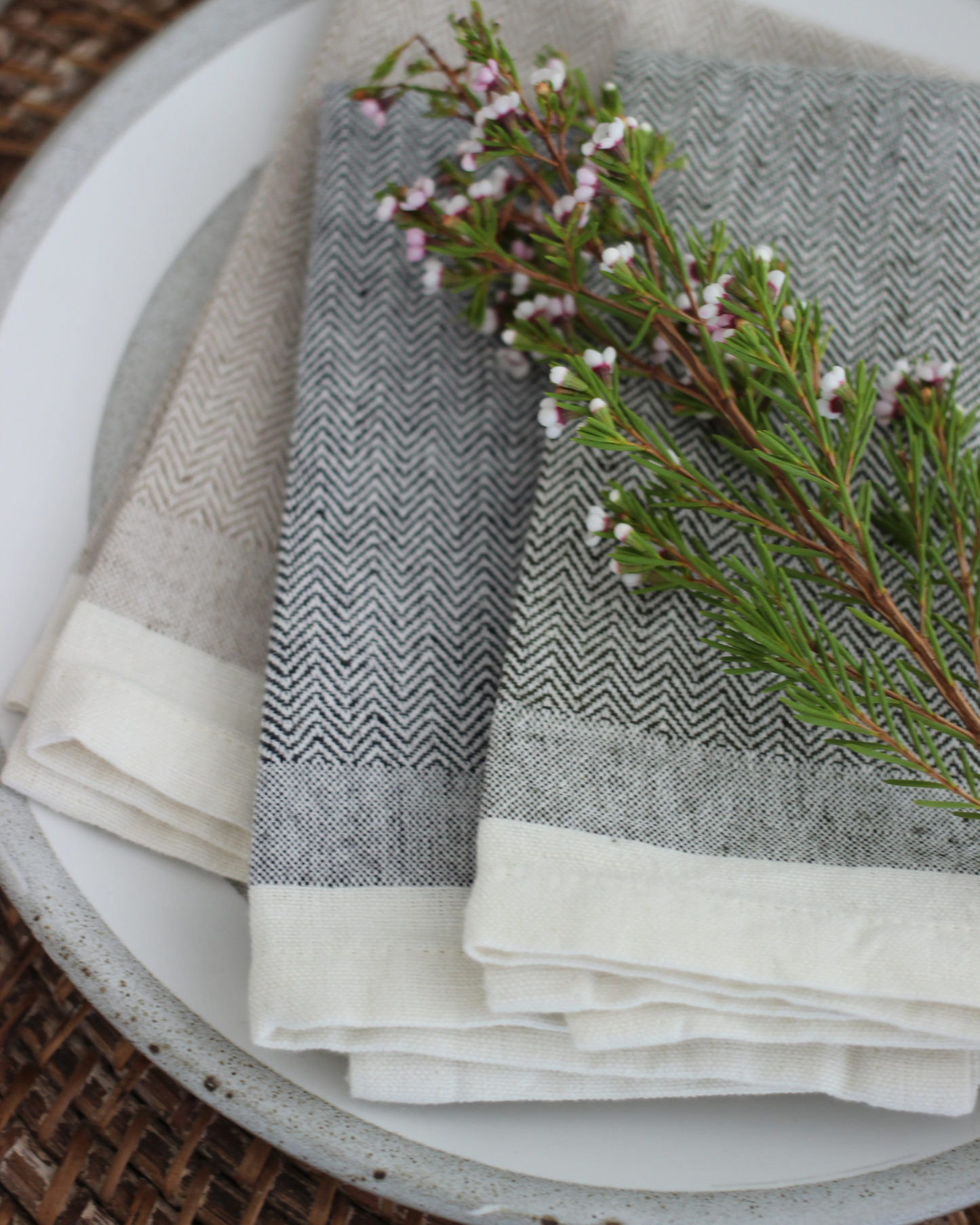 Herringbone Napkins Dark Slate S/4