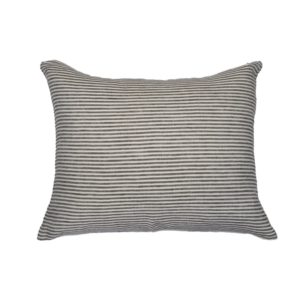 LINEN STRIPE CUSHION OLIVE GREEN 50X40