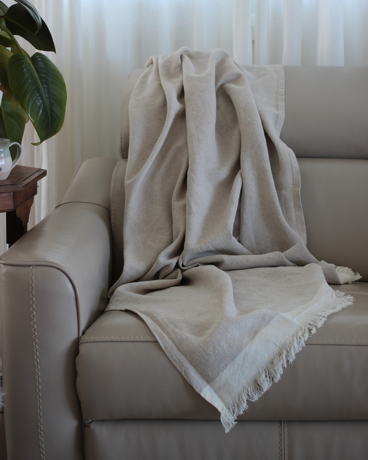 Heavy Herringbone Throw Taupe 130x170