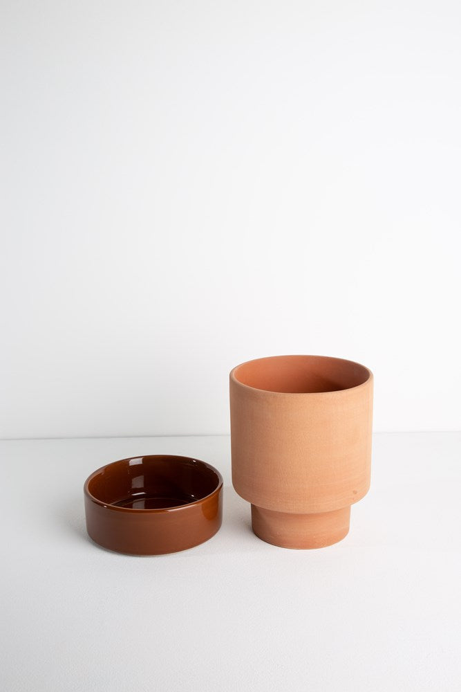 Grace Planter Large - Rose Terracotta and Soil