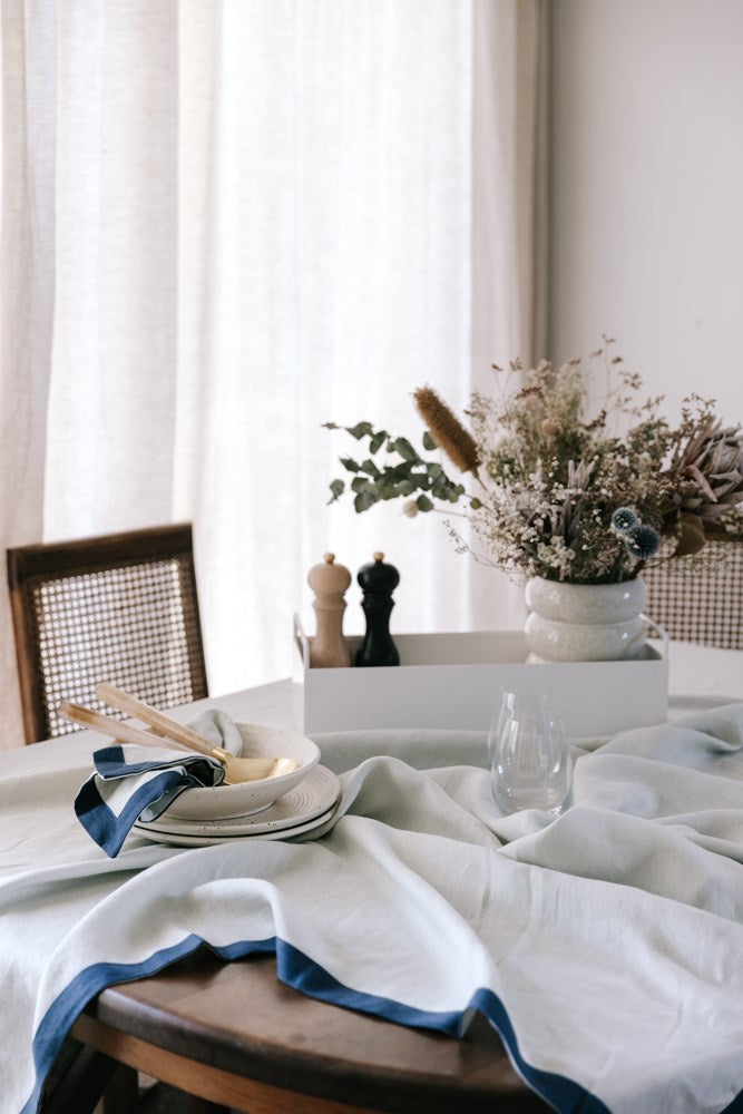 ELEGANCE LINEN TABLECLOTH NAUTIC